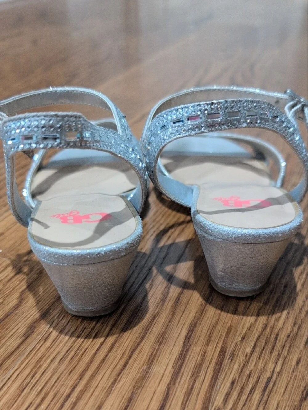 GB girls Silver Sparkle Ankle-Strap Dress Sandals